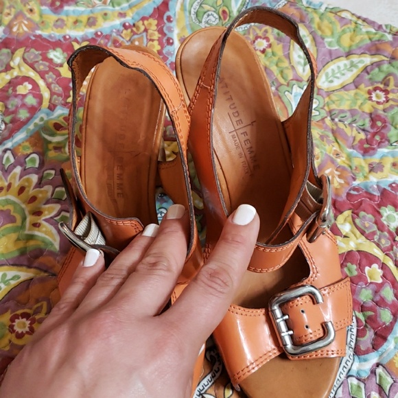 Orange LEATHER Latitude Femme Wedges - Picture 6 of 6
